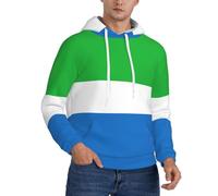 Fgwaauh Sweat à capuche pour homme avec drapeau de la Sierra Leone - Doublure épaisse - Poche kangourou - Coupe-vent - Chaud - Athlétique, Noir , 4XL