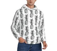 Fgwaauh Sweat à capuche pour homme avec motif ananas et fruits tropicaux - Doublure épaisse - Poche kangourou - Coupe-vent - Chaud - Pour l'hiver, Noir , M