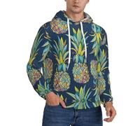 Fgwaauh Sweat à capuche pour homme avec motif fruits tropicaux et ananas - Doublure épaisse - Poche kangourou - Coupe-vent - Chaud - Athlétique, Noir , 4XL