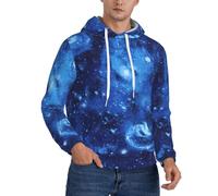 Fgwaauh Sweat à capuche pour homme bleu univers spatial galaxie doublure épaisse poche kangourou hiver coupe-vent chaud sweat athlétique, Noir , XL