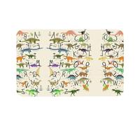 Fgwaauh Tapis de douche élégant d'apprentissage des lettres de l'alphabet avec dinosaures, terre de diatomée, antidérapant, super absorbant, séchage rapide, tapis de sol de salle de bain