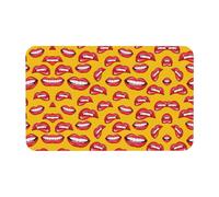 Fgwaauh Tapis de douche en terre de diatomée avec inscription « Women Smiling And Biting Her Red Lips » - Antidérapant - Super absorbant - Séchage rapide