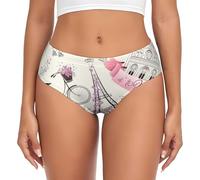 Fgwaauh The Eiffel Tower And A Bicycle Sous-vêtement pour femme Ultimate Brief Culotte anti-humidité Sous-vêtements pour femmes, Noir , S