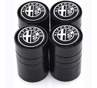 FGXBD 4 × Métal Voiture Pneu Valve Capuchon Bouchon pour Alfa Romeo 159 Giulietta 147 Mito 156, Étanche Antirouille Joint Caoutchouc Bouchons de Valve,Black