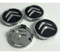 FGXBD 4 Pièces 60mm Alliage Auto Cache Moyeux Capuchons pour Citroen Xsara C3 C4 C5 C6 DS DS3 DS4 DS5 DS6, Antirouille Jante Centre Badge D'emblème Accessoires,Black
