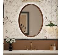 FGXHHS Miroir de Coiffeuse Mural avec Interrupteur Tactile à intensité Variable, Design Ovale Baroque Vintage pour la décoration intérieure