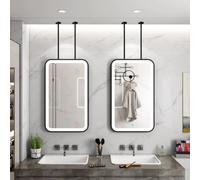 FGXHHS Miroir de Plafond rectangulaire à éclairage LED | Grand Miroir Mural avec Double Bras articulé | Miroirs décoratifs flottants à Cadre métallique | Noir (40 cm x 60 cm)