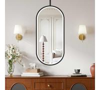 FGXHHS Miroir de Salle de Bain Ovale Mural à LED avec éclairage réglable de 3000K à 6000K, Cadre en métal Suspendu avec Bras articulé et éclairage intégré, miroirs flottants Suspendus (5