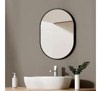 FGXHHS Miroir Mural Ovale Noir pour Salle de Bain, Miroir de Coiffeuse en métal adapté à la décoration du Salon, de la Chambre et de l'entrée.