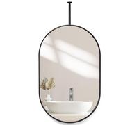 FGXHHS Miroir Ovale Noir décoratif Simple à Fixer au Plafond pour Coiffeuse Murale, Miroir HD Clair et Pratique - Tige Personnalisable (Dimensions : 50 cm x 70 cm)