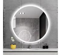 FGXHHS Miroir Rond LED Mural de 36 po pour Salle de Bain, Miroir de Coiffeuse antibuée de 32 po avec éclairage 3 Couleurs et Bouton Tactile, Miroir incassable Intelligent à intensité vari