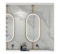 FGXHHS Miroir Suspendu Ovale avec éclairage LED pour Salle de Bain, Grand Meuble-lavabo décoratif Flottant (doré, 40 x 80 cm)