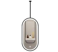 FGXHHS Plafonnier Ovale avec éclairage LED, Cadre en métal Noir, Commande Tactile, 3 Couleurs, intensité Variable (60 cm x 100 cm)
