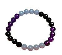 FgY939 Bracelet en pierre d'améthyste naturelle pour homme et femme - Réglable - Élastique - Élastique - Perles de cristal d'énergie - Bijoux pour un usage quotidien, lenght-19cm, Cristal