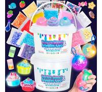 FGZU Kit Slime et Squishy Lumineux Bricolage Enfant, 300ml Slime Transparent & 300ml Butter Slime Kit avec 25 Compléments, Jouets Sensoriels Anti-Stress, Cadeau Fille Garçon 6-12 Ans