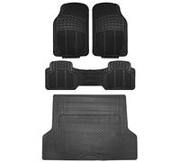 FH Group Climaproof™ Ensemble complet de tapis de sol antidérapants en vinyle découpables, ajustement universel pour voitures, camions et SUV (Noir) F11306 + F16400