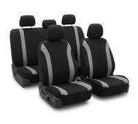 FH GROUP Cosmopolitan Ensemble Complet de Housses de siège de Voiture en Tissu Plat Gris (compatibles avec airbag et Banquette séparée) avec Cadeau Universel pour Voitures, camions et VUS