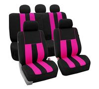 FH GROUP Ensemble Complet de Housses de siège de Voiture en Tissu Rose, Ajustement Universel, Housses de siège Avant à Dossier Bas, compatibles avec Les airbags, Banquette arrière divisée, pour SUV,