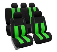 FH GROUP Ensemble Complet de Housses de siège de Voiture en Tissu Vert, Ajustement Universel, Housses de siège Avant à Dossier Bas, compatibles avec airbag, Banquette arrière divisée, Lavable, pour