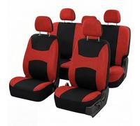 FH GROUP Ensemble complet de housses de siège de voiture, légères, respirantes, durables et lavables, compatibles avec airbag et split - Ajustement universel pour voitures, camions et SUV (rouge/noir)