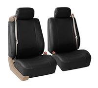 FH GROUP Ensemble de Housses de siège Avant de Voiture en Cuir synthétique avec appuie-tête Amovible, Ajustement Universel, Compatible avec airbag pour VUS, camionnette, Noir