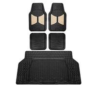 FH Group F11313 Monster Eye Ensemble Complet de Tapis de Sol en Caoutchouc, Beige/Noir avec Doublure de Coffre en Vinyle découpable F16403 - Compatible avec la Plupart des Voitures, camions, SUV ou