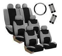 FH Group FB030217-COMBO Ensemble de Housses de siège légères et légères en Tissu Gris/Noir pour airbag et Split Ready - Compatible avec la Plupart des Voitures, camions, SUV ou camionnettes