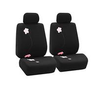 FH Group FB053BLACK102 Seat Cover (Flower Embroidery Airbag Compatible (Set of 2) Black) by
