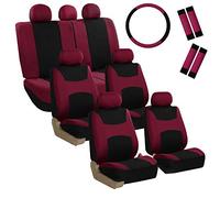FH GROUP Light & Breezy Lot de 3 Housses de siège de Voiture universelles pour Voitures, camions et VUS - Airbags et Split Ready (Bordeaux/Noir)