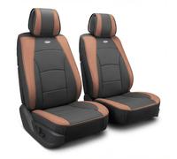 FH Group PU205BROWN102 Ensemble de Coussins de siège Avant en Similicuir Ultra Confortable à Ajustement Universel Marron pour la Plupart des Voitures, VUS et camions, compatibles avec airbags