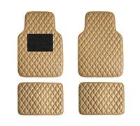 FH Group Tapis de Sol de Luxe Universel en Similicuir Beige pour Toutes Les Saisons, s'adapte à la Plupart des Voitures, SUV et camions (Design Diamant avec Dos antidérapant 3D Haute Technologie)