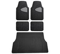 FH Group Tapis de Sol en Caoutchouc de qualité supérieure - Découpable - avec Doublure en Vinyle Coupable - Noir - Ajustement Universel pour Voitures, camions et SUV