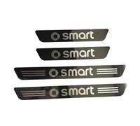 FHACAD 4 Pièces Plaques Plinthes en Acier Inoxydable pour Smart 453 Fortwo Forfour, Protection de Seuil de Porte de Voiture Anti-éraflures Threshold Bar,Black