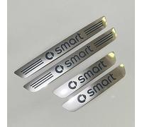 FHACAD 4 Pièces Plaques Plinthes en Acier Inoxydable pour Smart Fortwo Forfour 450 451 453, Protection de Seuil de Porte de Voiture Anti-éraflures Threshold Bar,Silver