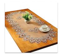 Fhberni Dentelle Chemin de Table Ovale Nappe Brodée Dentelle Napperons Couverture Ovale Serviette pour Salon Armoire Table Basse, 40x90cm, Gris