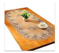 Fhberni Dentelle Chemin de Table Ovale Nappe Brodée Dentelle Napperons Couverture Ovale Serviette pour Salon Armoire Table Basse, 40x90cm, Gris