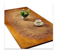 Fhberni Dentelle Chemin de Table Ovale Nappe Brodée Dentelle Napperons Couverture Ovale Serviette pour Salon Armoire Table Basse, 40x90cm, Or