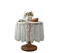Fhberni Nappe en Dentelle Blanc Elégante Nappe Ronde en Dentelle Vintage découpée Convient pour Les fêtes de Mariage et la décoration d'intérieur (Ronde 190cm, Blanc)