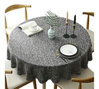 Fhberni Nappe ronde lourde, couleur unie, nappe décorative en coton et lin pour cuisine, salle à manger, décoration de table, gris foncé, ronde - 160 cm