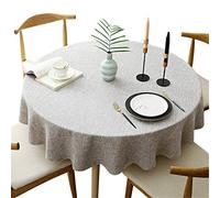 Fhberni Nappe ronde lourde, couleur unie, nappe décorative en coton et lin pour cuisine, salle à manger, décoration de table, brun clair, ronde - 180 cm