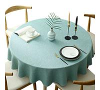 Fhberni Nappe ronde lourde, couleur unie, nappe décorative en coton et lin pour cuisine, salle à manger, décoration de table, turquoise, ronde - 140 cm