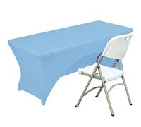 Fhberni Spandex Housse de Table en Polyester Ajusté Nappe Extensible Couverture de Table Topper Ouvert Arrière - 4FT / 120CM, Bleu Clair