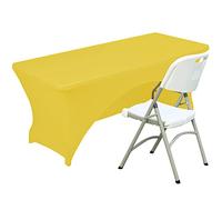 Fhberni Spandex Housse de Table en Polyester Ajusté Nappe Extensible Couverture de Table Topper Ouvert Arrière - 6FT / 183CM, Jaune