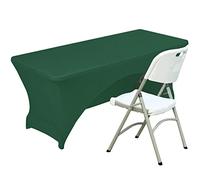 Fhberni Spandex Housse de Table en Polyester Ajusté Nappe Extensible Couverture de Table Topper Ouvert Arrière - 8FT / 244CM, Vert émeraude