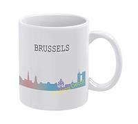 Fhdang Decor Tasse à café Skyline de Bruxelles City skape City - Idée cadeau pour la maison, le thé, le voyage, Thanksgiving, Noël, 325 ml