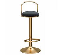 FHDCNTO Chaise de Bar à Tabouret ALISSE ALIMENTABLE 65-80 cm, Tabouret de Bar à Manger de l'îlot de Cuisine du Salon de beauté avec Dos pivotant, Repose-Pieds en Or et Base Ronde (Couleur: Noir)