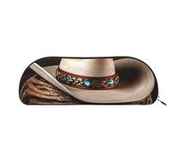 FHEBNDS American West Trousse de maquillage en cuir avec fermeture éclair pour homme et femme - Grand étui à crayons - Esthétique - Trousse à crayons - Trousse de maquillage en cuir avec fermeture