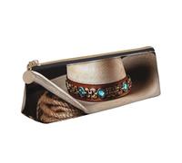 FHEBNDS American West Trousse de maquillage en cuir avec fermeture éclair pour homme et femme - Grand étui à crayons - Esthétique - Trousse à crayons - Trousse de maquillage en cuir avec fermeture