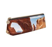 FHEBNDS Arches National Park Trousse de maquillage pour homme et femme Grande trousse à crayons esthétique, pochette à crayons, porte-monnaie, trousse à cosmétiques en cuir avec fermeture éclair