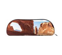 FHEBNDS Arches National Park Trousse de maquillage pour homme et femme Grande trousse à crayons esthétique, pochette à crayons, porte-monnaie, trousse à cosmétiques en cuir avec fermeture éclair